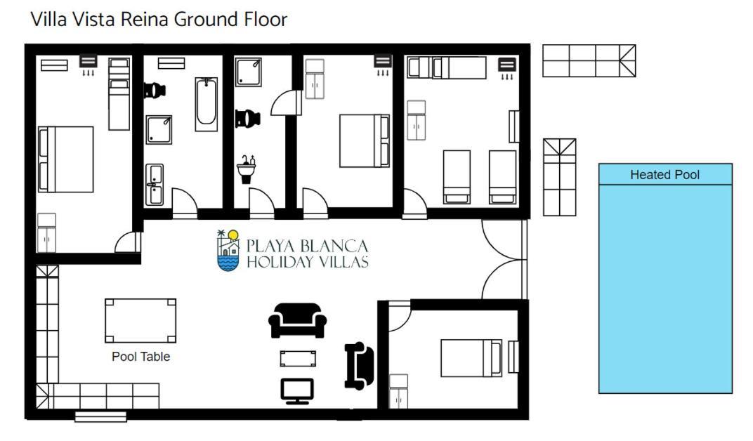 Villa Vista Reina - Luxury 6 Bedroom - Heated Pool- Views - Pool Table - Vista Lobos - Playa Blanca 외부 사진
